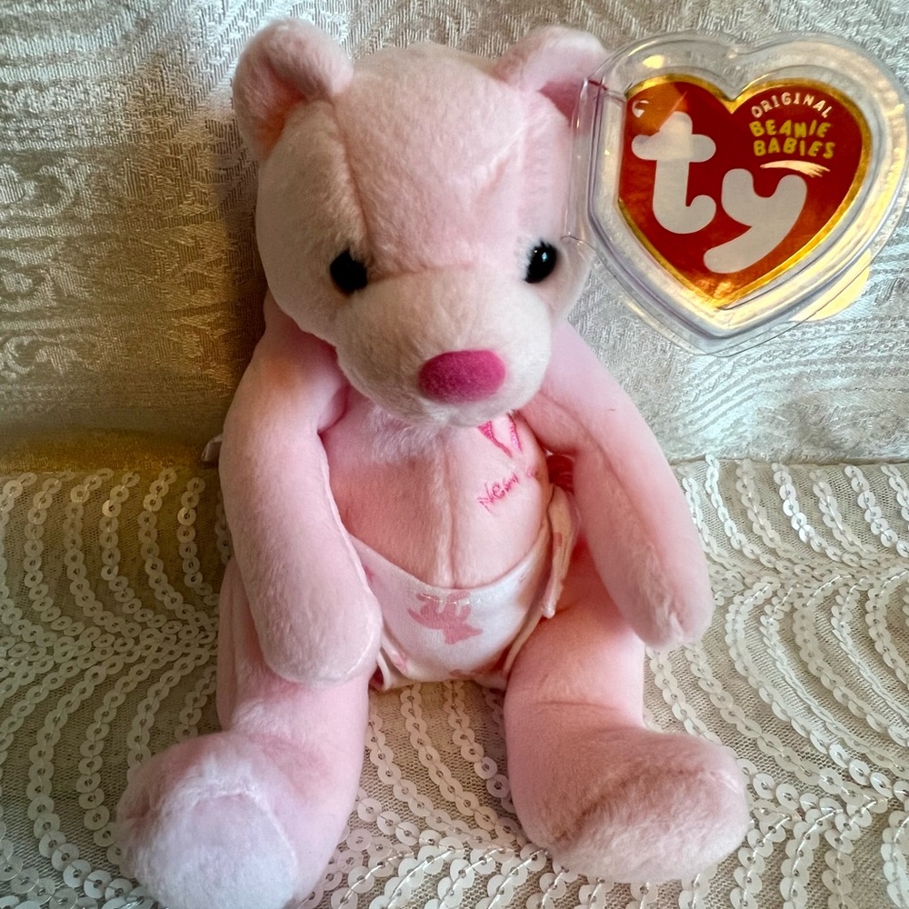 Ty Beanie Baby It’s A Girl! New Baby Pink Stuffed Bear